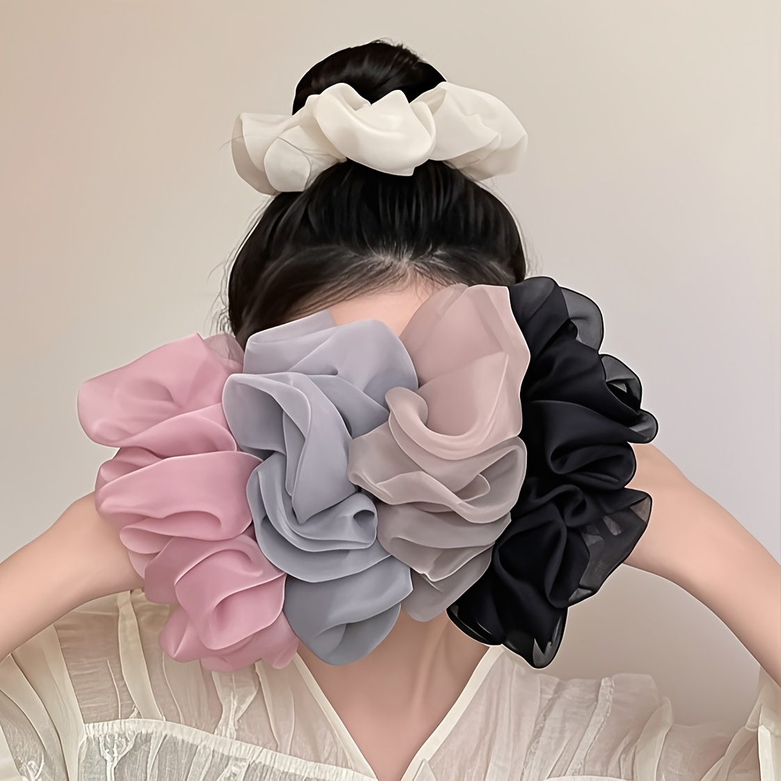 

5pcs, Pack Oversized Large -inspired Women's Scrunchie, Mesh Design, Fashion Hair Tie, Hair Accessories, Elegant Hair Tie, Hair Accessories