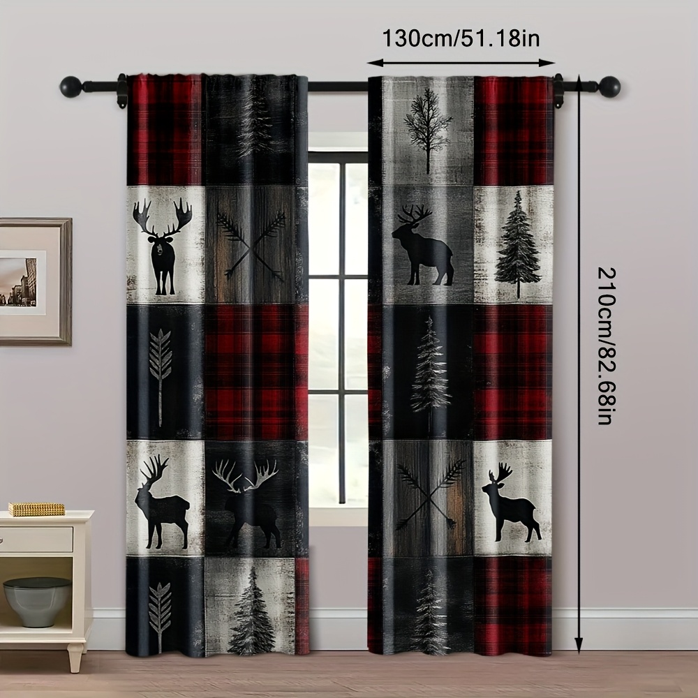 TEMU 2pcs Set, Durable Polyester Curtains Featuring Designs, Versatile And Suitable For Different Room Decor Styles Without The Need For Electricity