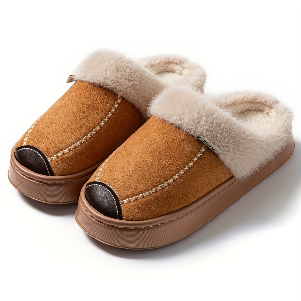 Slippers Warm Thick Sole Fluffy Couple Indoor Casual Furry Slippers Men, 3 Colors Optional Unisex