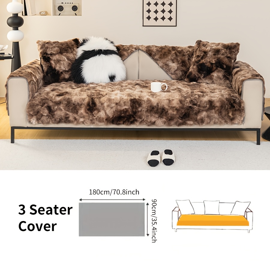 TEMU 1pc housse de canapé en peluche de fausse fourrure de lapin américain à dégradé de couleurs, préférée des animaux de compagnie, coussin de