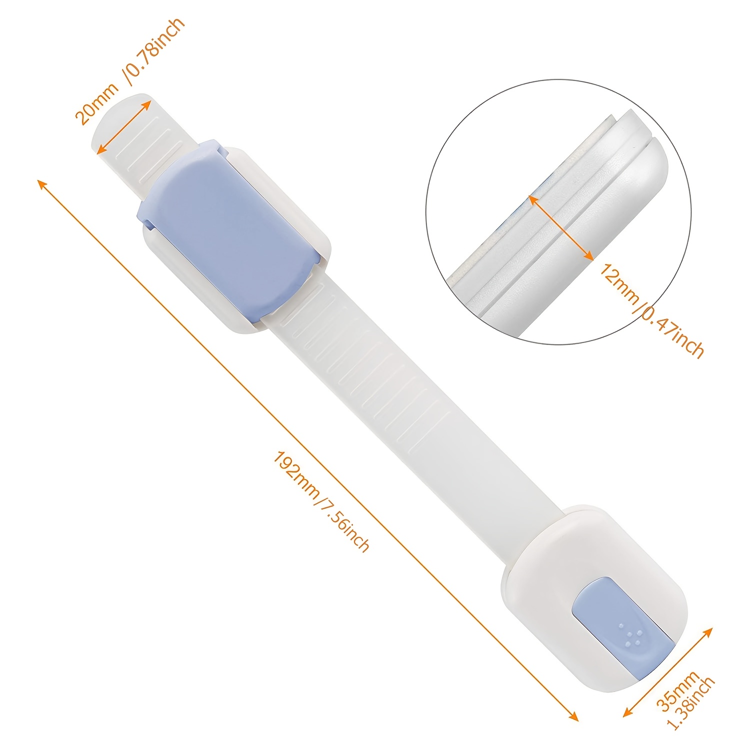 Child Safety Lock (7-Pack), No-Drill Adhesive Strap for Cabinets & Fridges