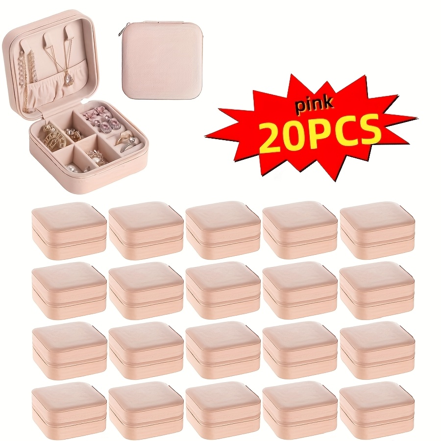 20pcs Mini Jewelry Box Set, Zippered Storage for Rings & Earrings