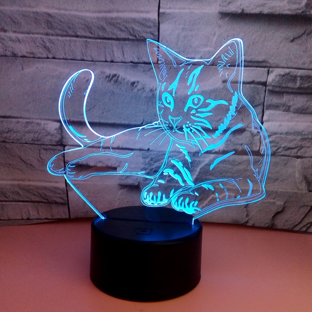 

3d Led Night Light Optical Illusion Lamp, 7 Colors Changing Cat Acrylic 3d Visual Stereoscopic Lamp Touch Usb Desk Lamp Birthday Xmas Valentine's Day Gift Idea For Decorating Room