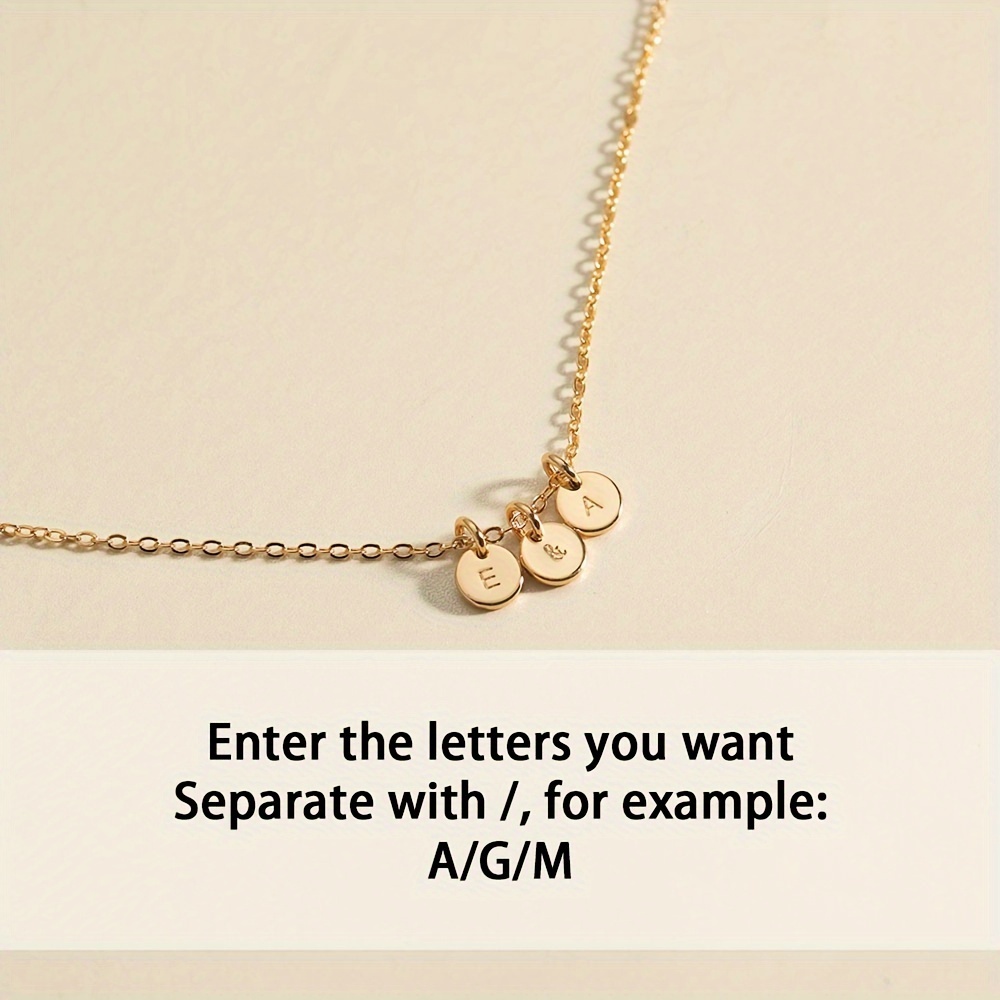 TEMU Customized Mini Round Pendant Stainless Steel 18k Gold Plated Personalized Engraved Initial Necklace Exquisite Gift For Women