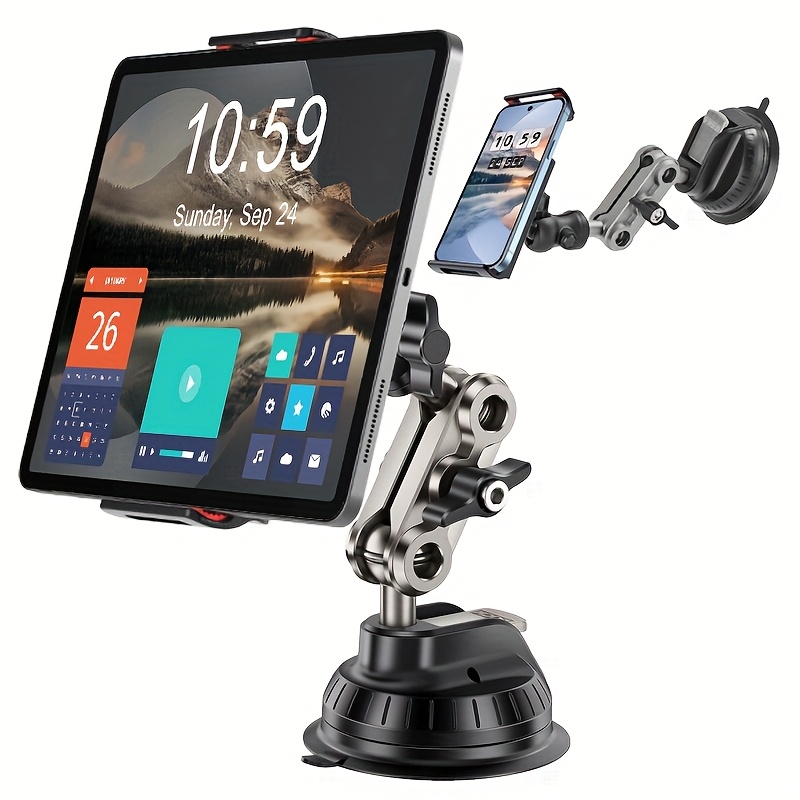 E-shop Universelle Handyhalterung für Tablet im Auto, Verbesserte Stabile Saugnapf und Robuste Aluminiumlegierung Haltearm, Flexible Einstellung,