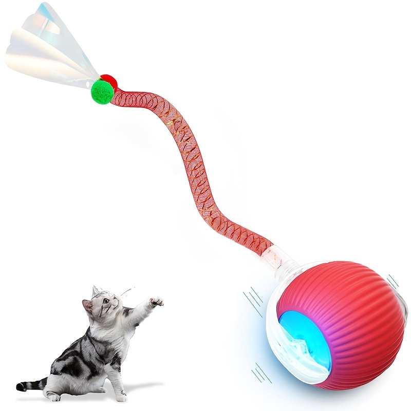 TEMU A Durable, Bite-resistant Automatic Cat Toy Ball Designed For Self-entertainment, Featuring A String For Pets. It's A Bouncing Ball Suitable For