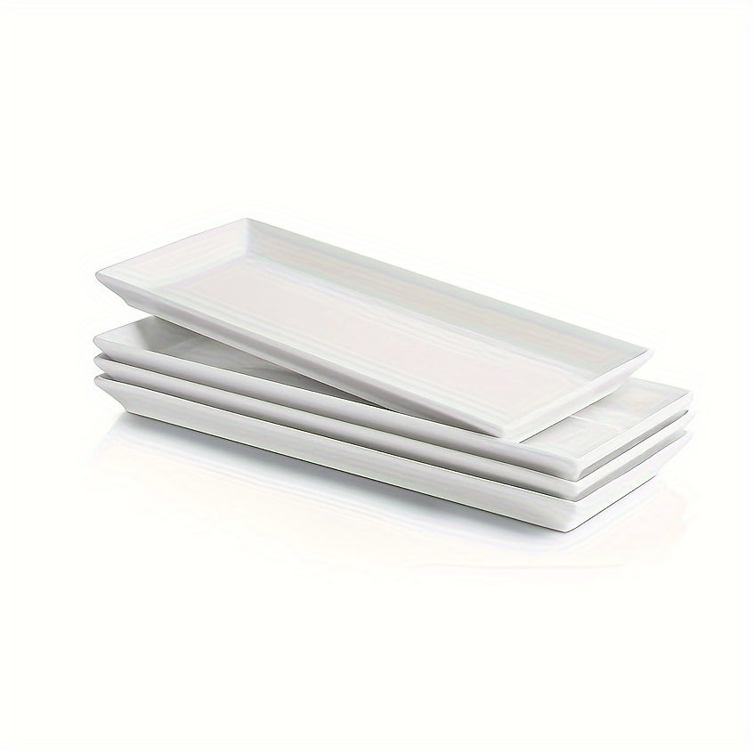 

Sweese White Rectangular Plates, Ceramic Serving Plates For Parties - 11.7 Inch, Set Of 4