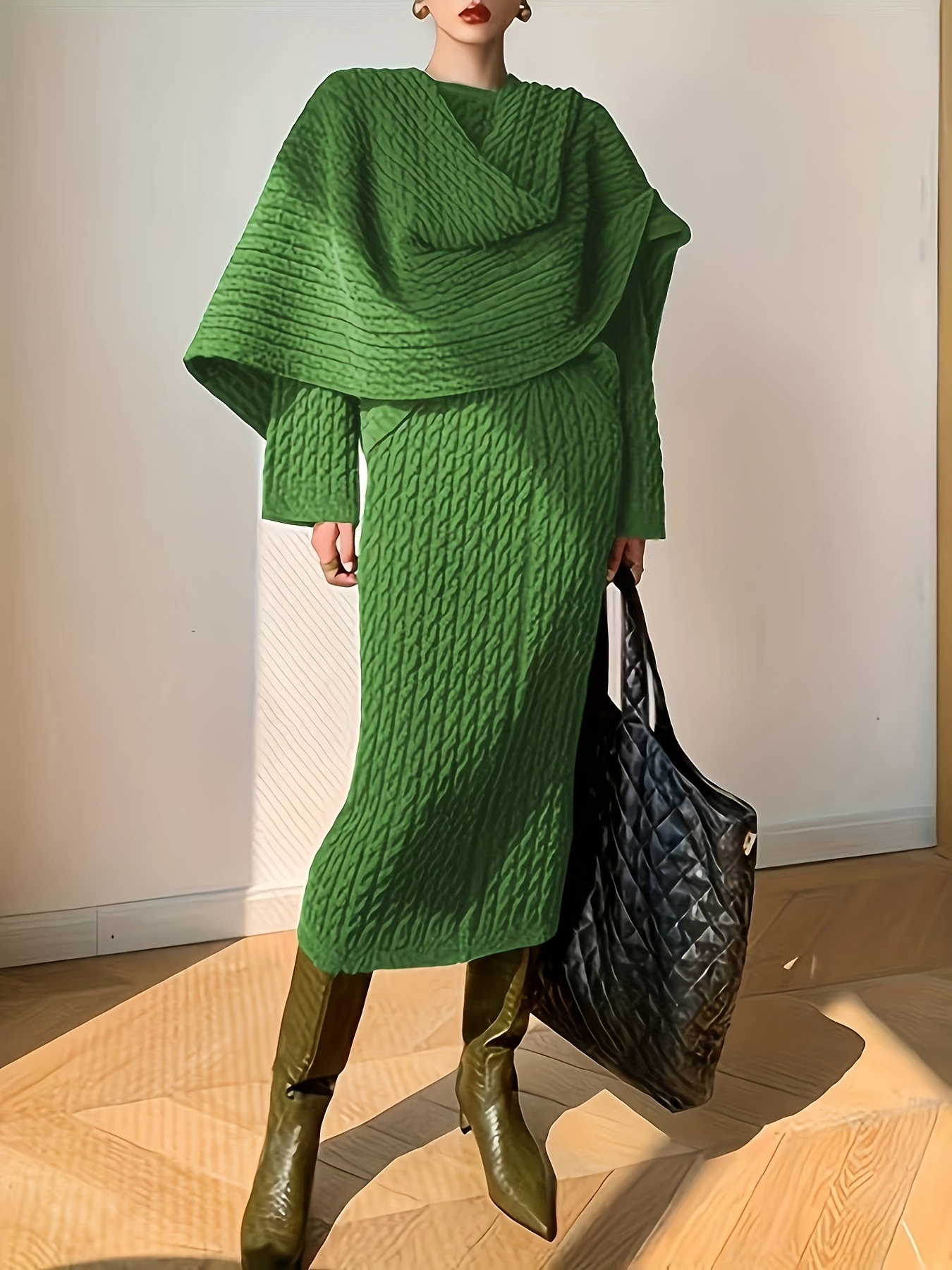 women' sweater dress shawl scarf set stylish long - Temu Switzerland