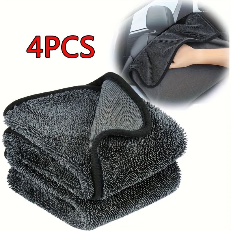 E-shop 4er/ Mikrofaser Reinigungstücher, Super Saugfähige Mehrzwecktücher, Schnelltrocknendes Handtuch für Zuhause, Auto, Glas, Badezimmer, Küche, Büro