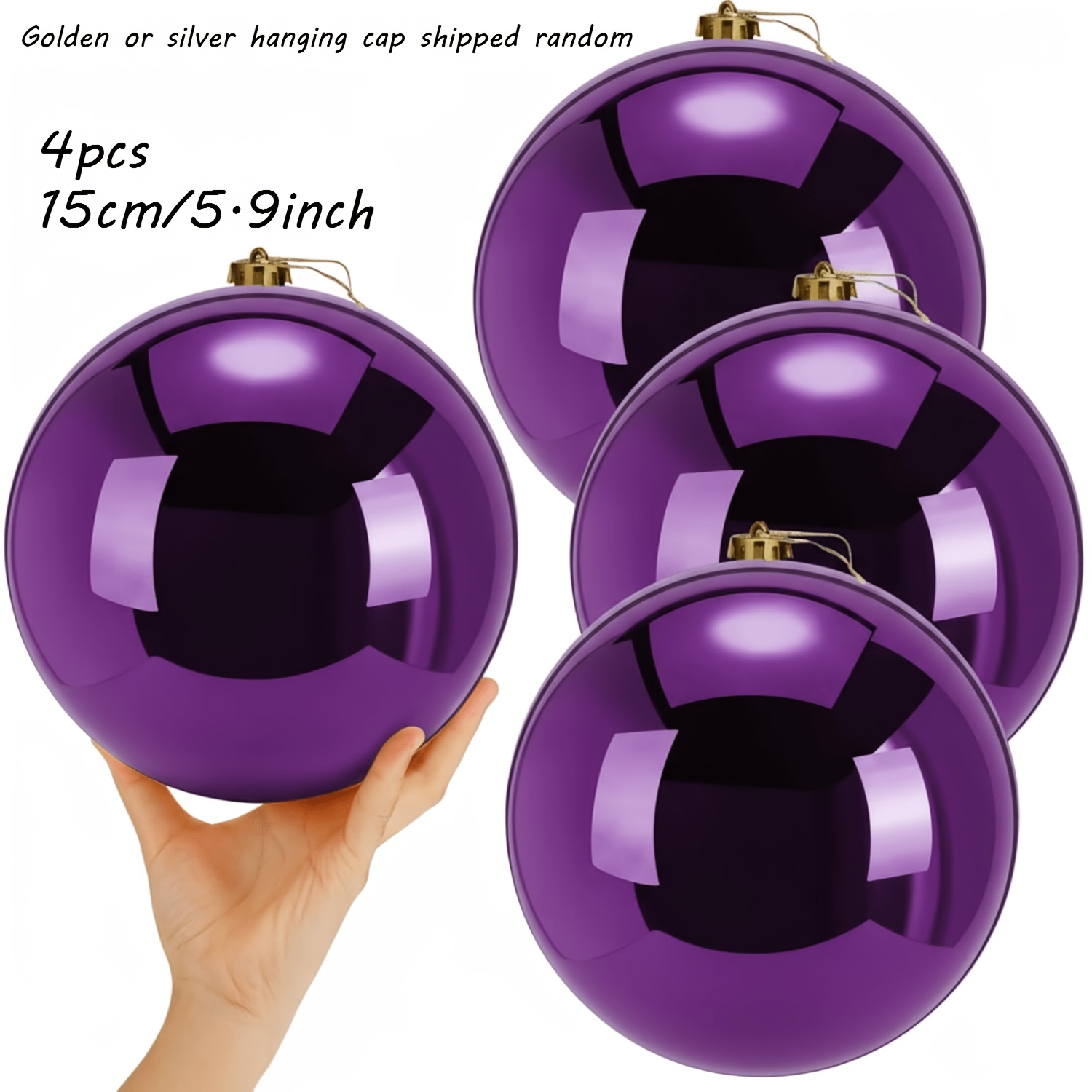 TEMU 4pcs, 15cm Oversized Plastic Christmas Balls, Suitable For Outdoor Christmas Tree Decorations At Holiday Parties (purple) (random Delivery Of