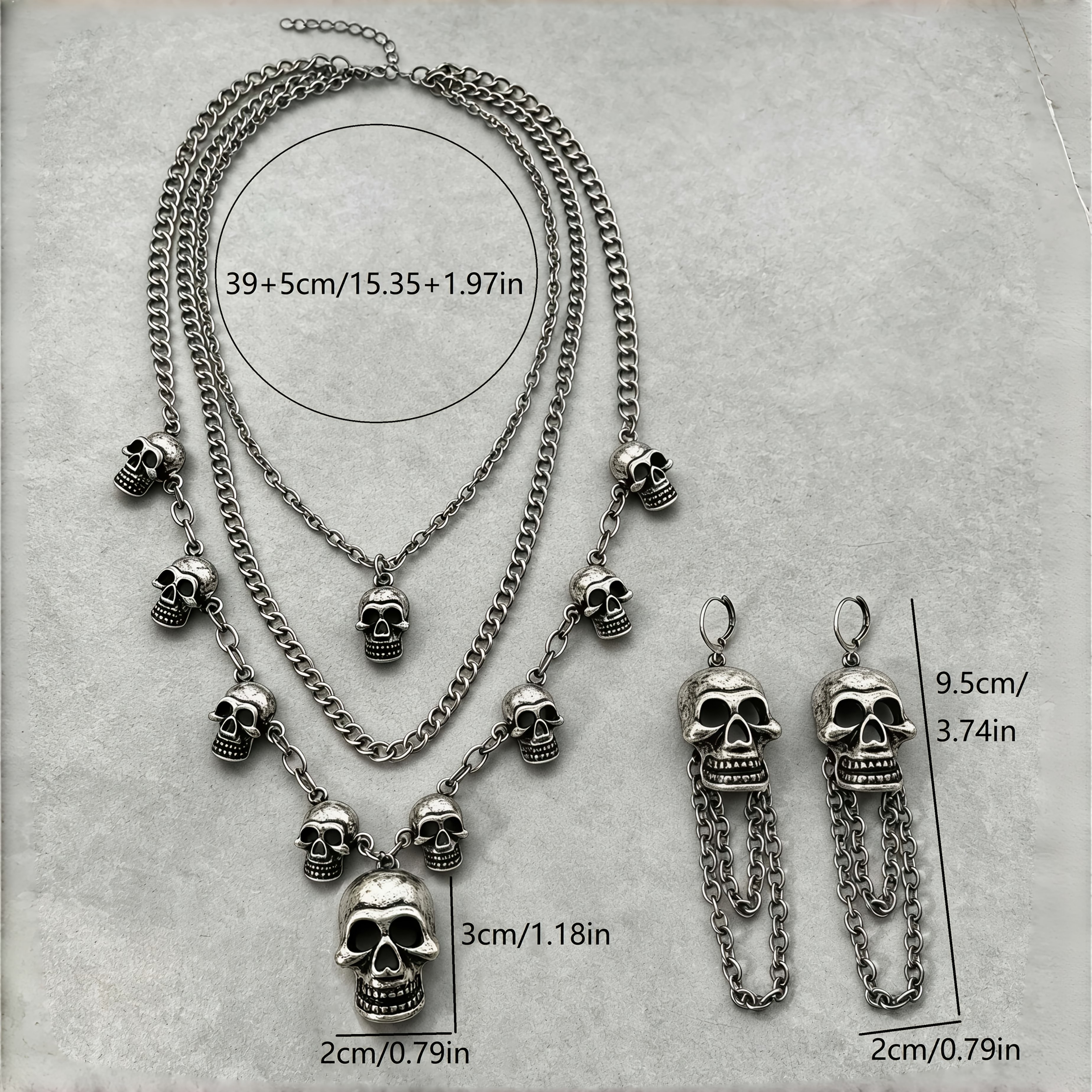 2pcs Women's Stackable Necklace and Earrings Set, Vintage Style