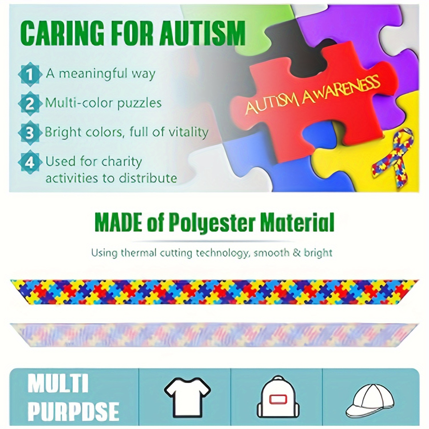 20pcs autism awareness ribbons with safety pins party favors