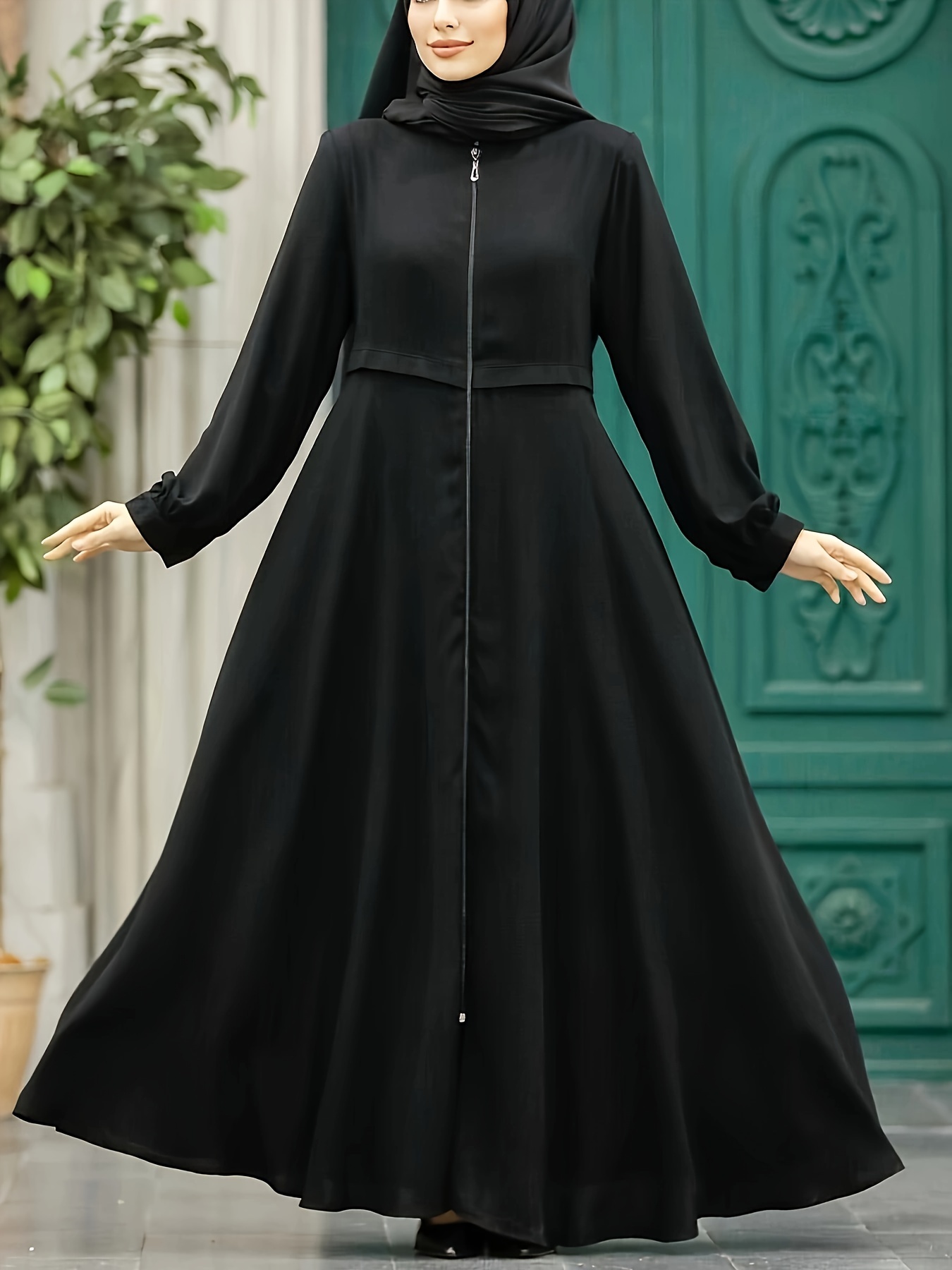 1pc Double Layers Chiffon Abaya For Women, Loose & Comfortable Design