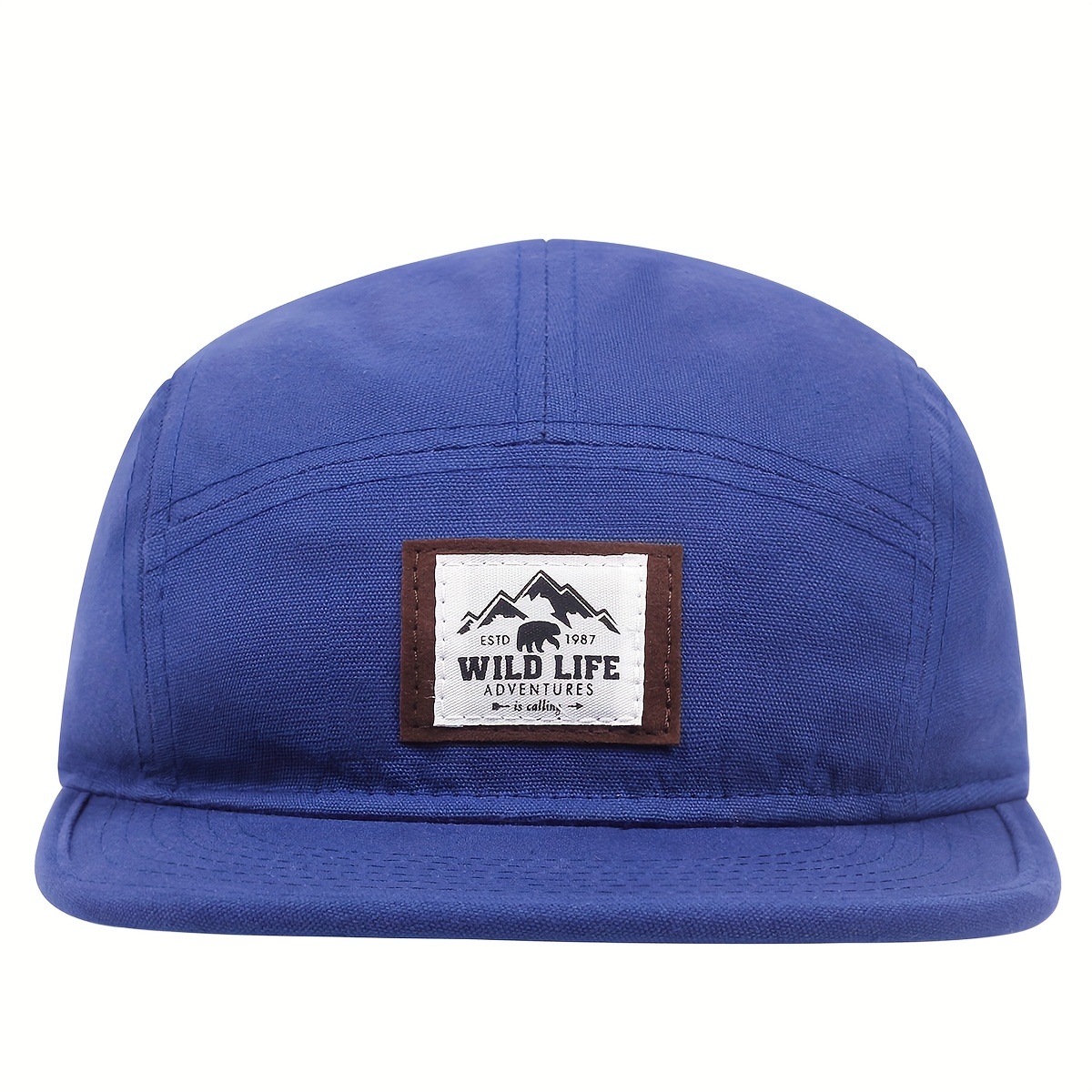 5 Panel Snapback Hat Mountain Label Patch Solid Color - Temu