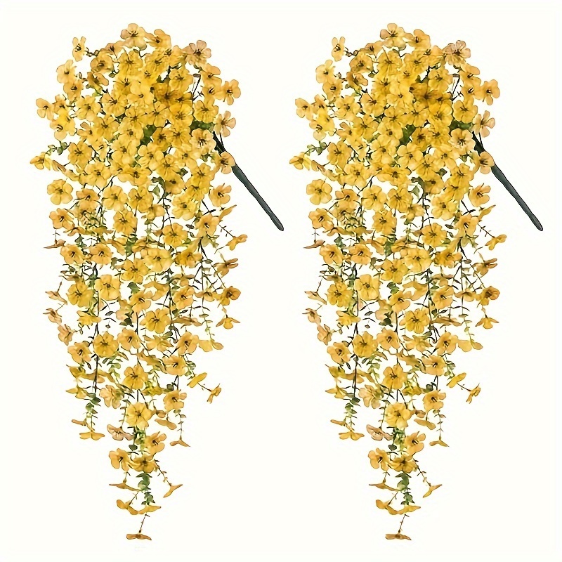 

Artificial Hanging Flowers For Outdoor Decor - 2 Pcs Uv Resistant Plastic Daisies, Suitable For Spring/summer, Ideal For , Patios, Windows, And Yards - No Container Included