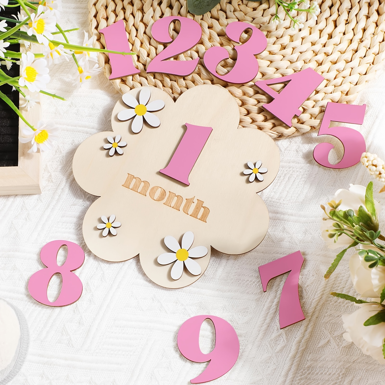 

Wooden For , Double-sided Milestone Markers, Photography Props, Interchangeable Number For 1-12 Months, Photography Milestones, Pregnancy Journey , Perfect Gift For Birthdays Or Newborns.