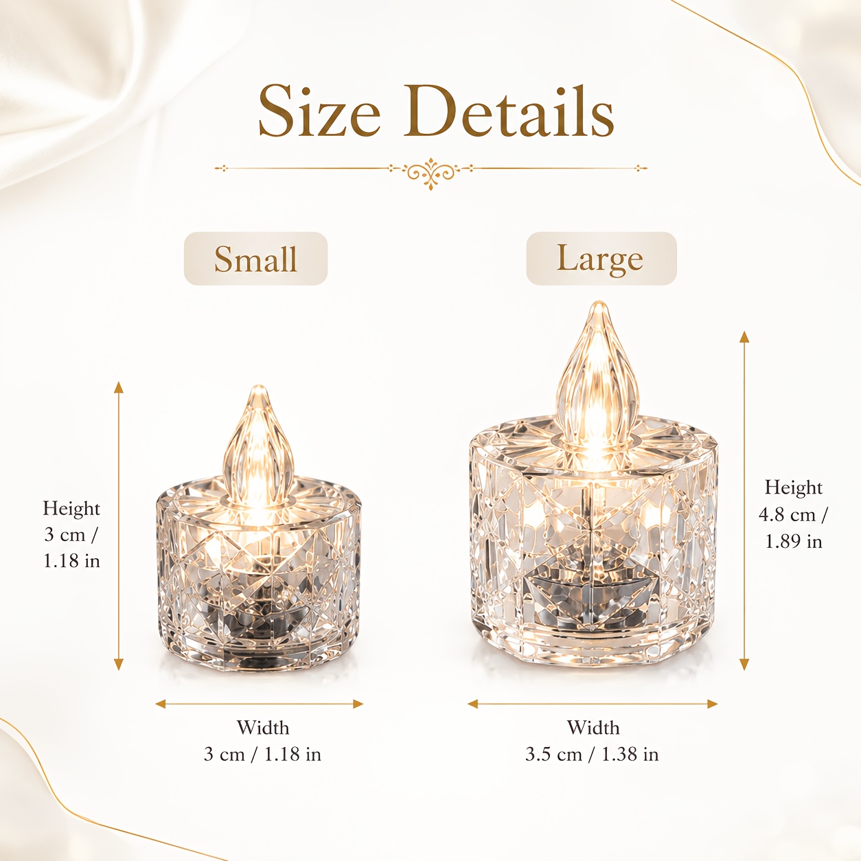 TEMU 22pccrystal Led Tea Light, Warm White Flameless Decorative Candle, Transparent Candle Holder, Suitable For Wedding Floral Arrangements, Proposal