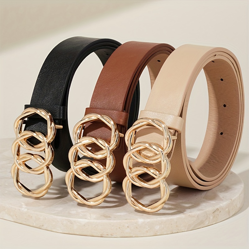 

3- Belts For Women Twist Metal - Combination Belts For , , - Non-washable, No ,