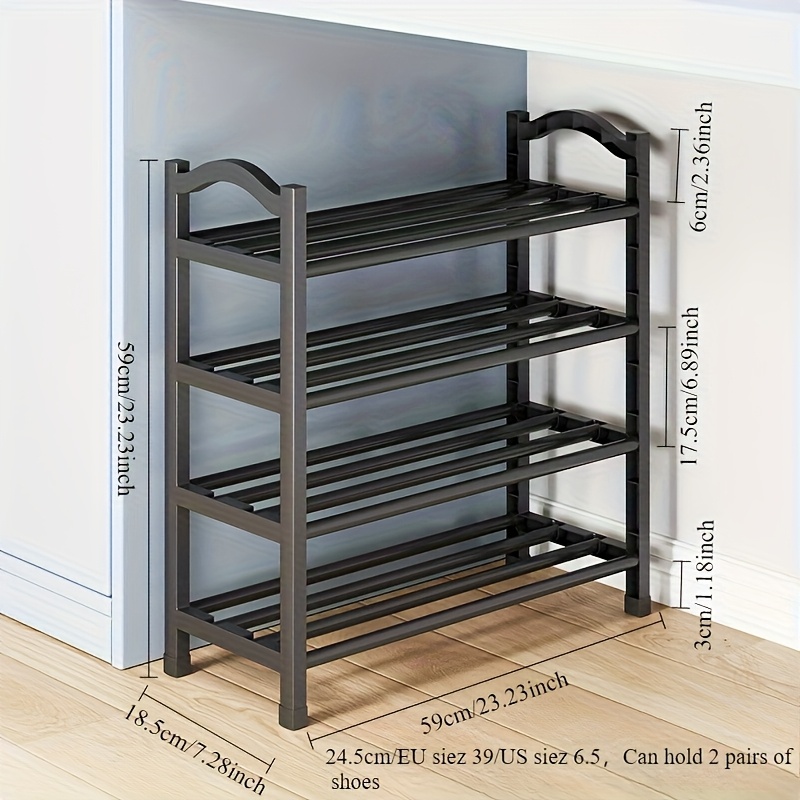 TEMU 1pc 4-tier Black Metal Shoe Rack, Shoe Storage Rack, Suitable For Entrance, Bedroom, Living Room And Closet, Hallway, Dormitory, Rental House