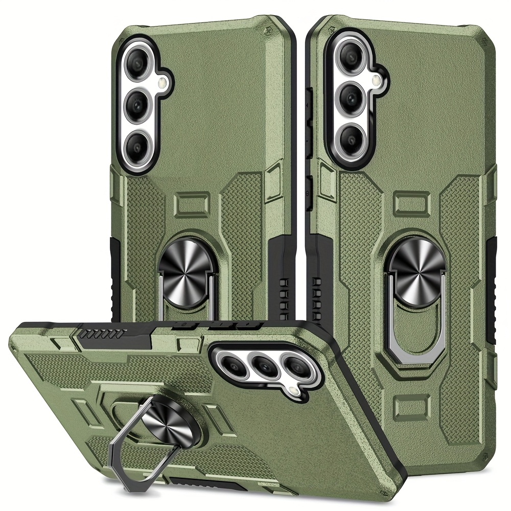 TEMU Phone Case: Shockproof Double-layer Armor Phone Case With 360° Rotating Bracket - Drop Protection, Anti-fingerprint Skin-friendly Texture, Car