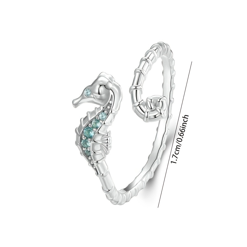 Women's Ocean-Themed Seahorse Open Ring, Gift for Her