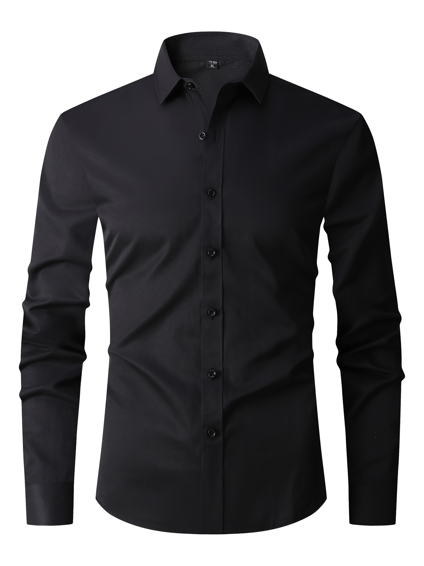 mens spring autumn solid color dress shirt long sleeve high - Temu Kuwait