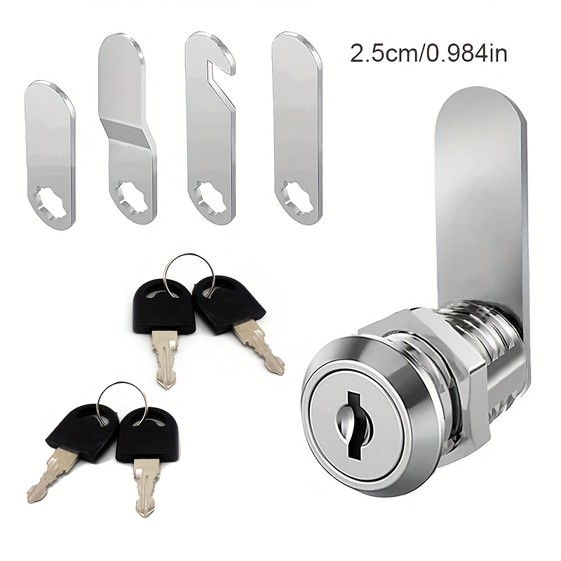 E-shop 1.6/2.5cm -Set für Türen, Schränke, Briefkästen, Schubladen, Spinde usw., Inklusive 4 Schlüsseln und 4 Verschiedenen Schlossplatten