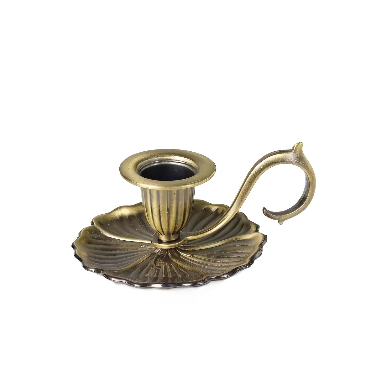 E-shop 1-teiliger eleganter Kerzenhalter, Vintage Bronze, Metall geprägter Kerzenständer - Handlicher Kerzenhalter, europäischer amerikanischer Stil,