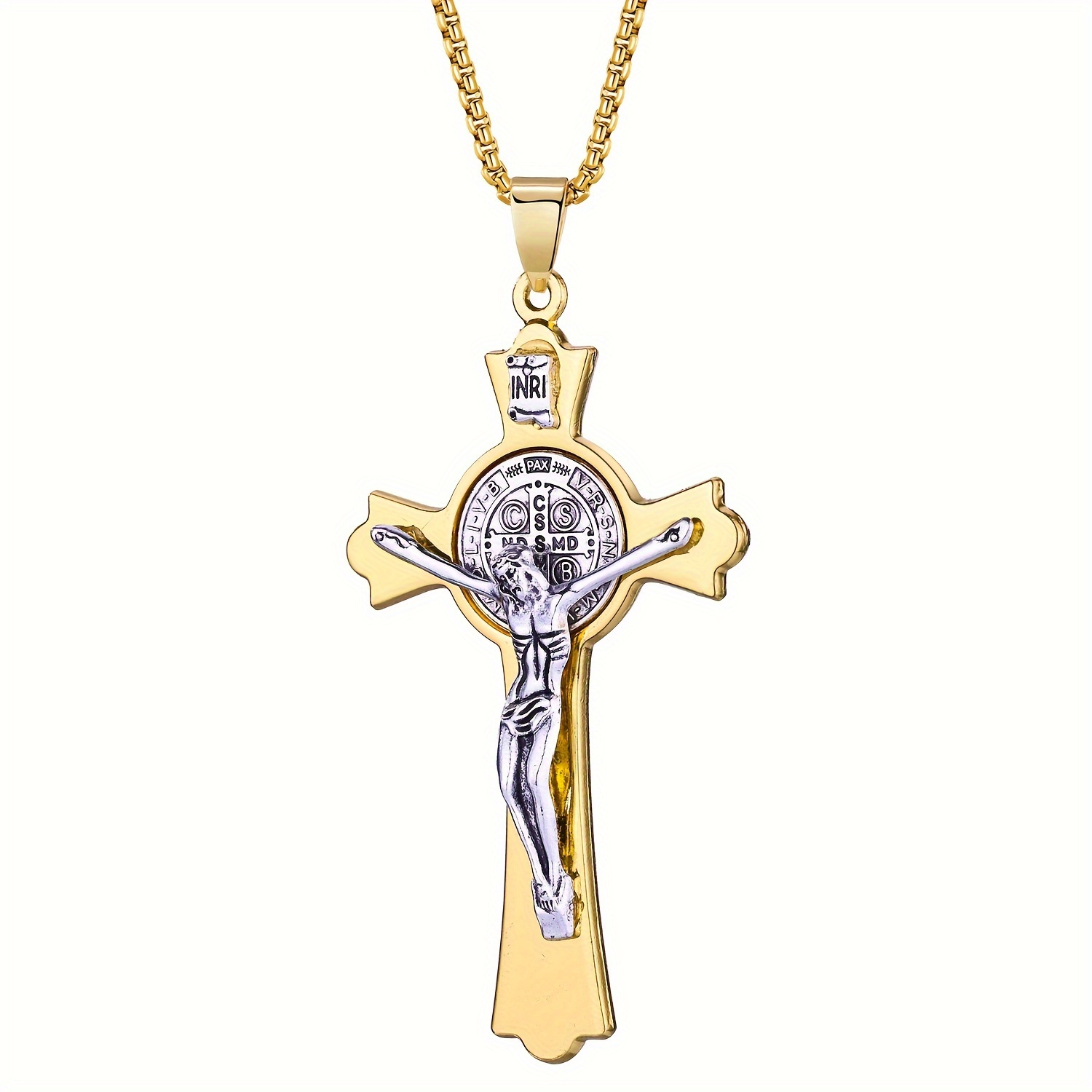 1pc jesus cross st benedict medal