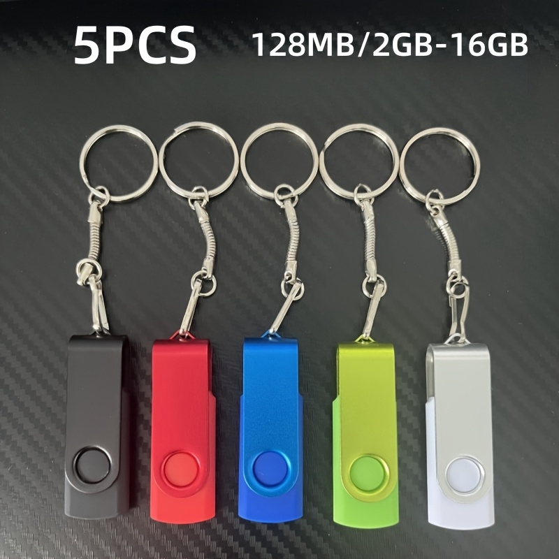 

5pcs Metal Rotatable 128mb/2gb/4gb/8gb/16gb Usb Flash Drive Real Capacity Pendrive Free Key Chain Usb Stick Portable External Storage U Disk Business Gift