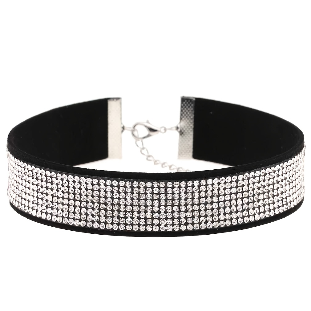 Image of A Simple And Stylish Full-rhinestone Women's Punk Gothic Trendy Shiny Clavicle Chain Party Jewelry