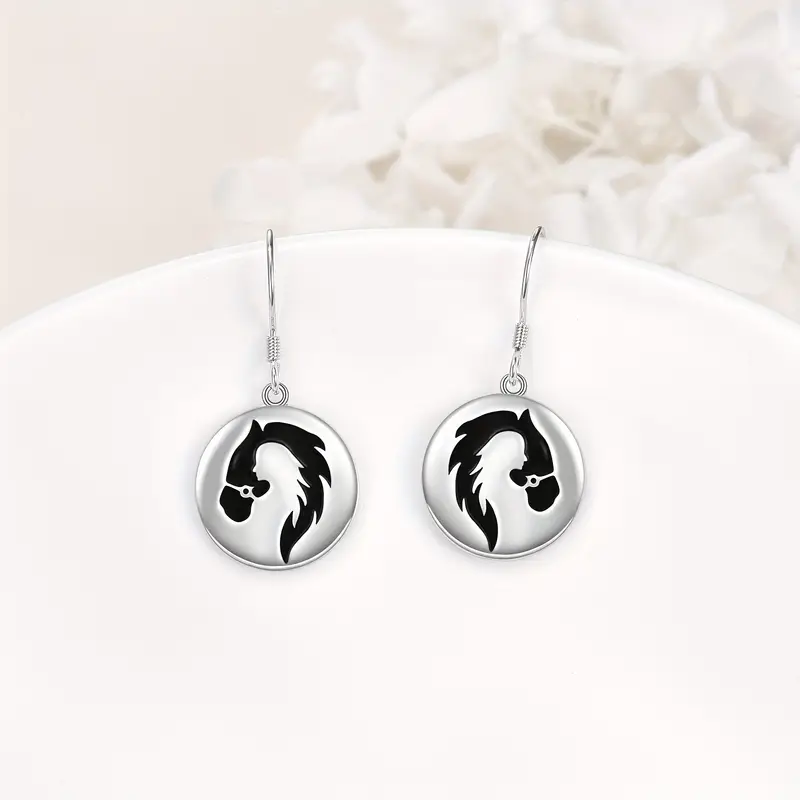 925 sterling silvery horse drop earrings dangle earrings jewelry gift for women Product details 2