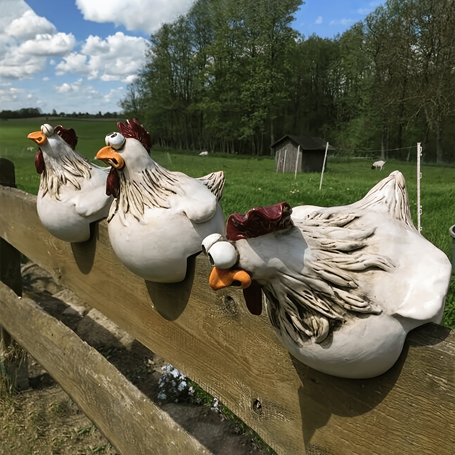 Teaeeno Bauernhof-Enten-Statuen – Handbemalte Harzfiguren Für Garten, Hof & Deko