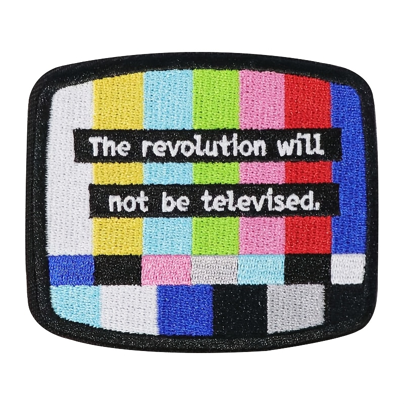 TEMU Un patch brodé de motif de test de télévision vintage, en pack unique, à repasser pour la décoration, avec le slogan "La révolution ne sera pas