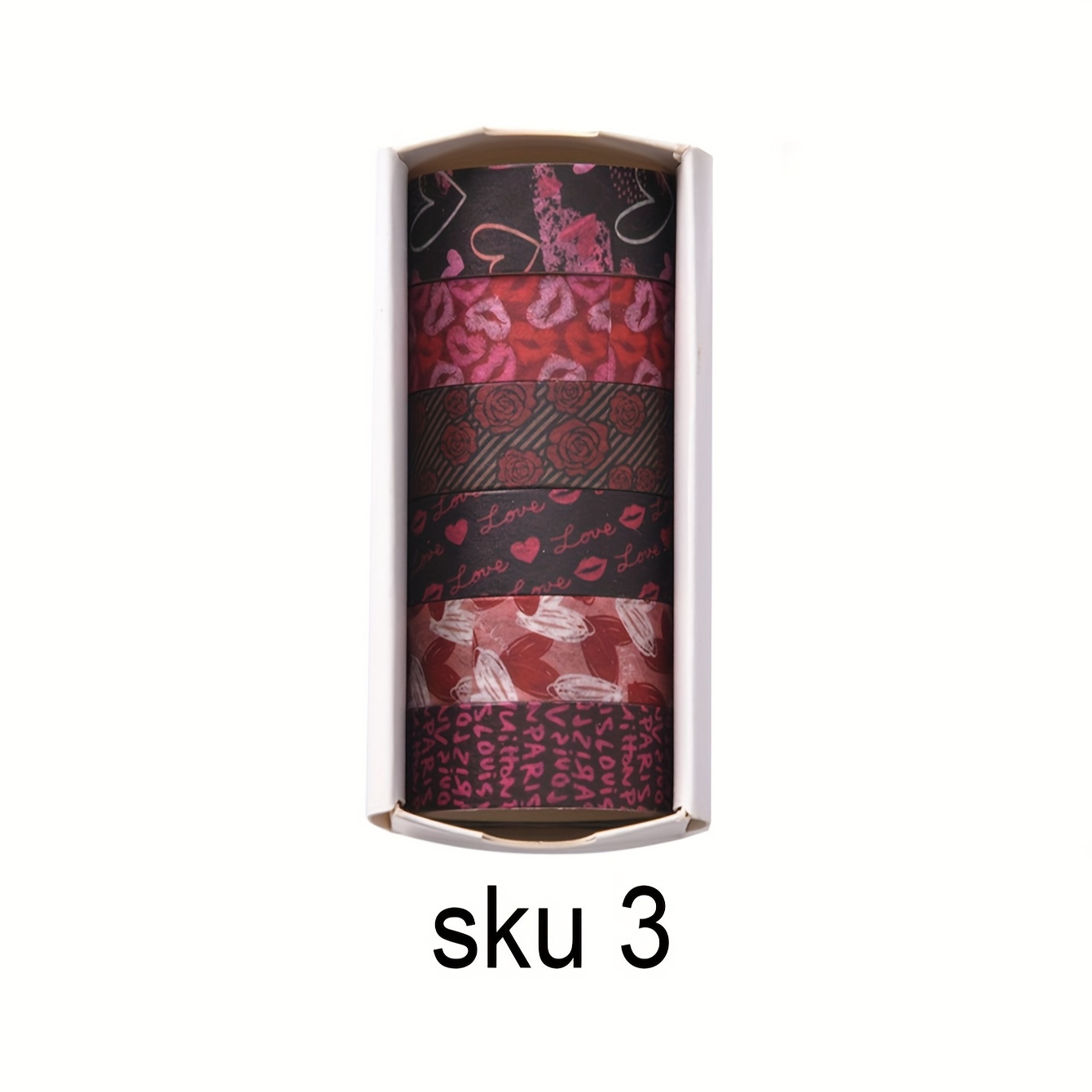 Image of 6/18 Rolls Of Valentine's Day Themed Washi Tape, Featuring An Exquisite -shaped Roses, Suitable For Decorating Message Cards, Christmas Party Invitations, And Embellishing Scrapbooks