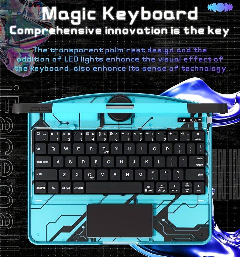 Suitable for iPad 10th Generation Protective Case with Keyboard Lazy Bracket 7-color Backlight Lifting And Rotating Pen Holder Storage Wireless Magic Keyboard Protective Case for 2022 New iPad 10th Generation 10.9 Inch/iPad Air 13 Inch M3/M4 (pink)