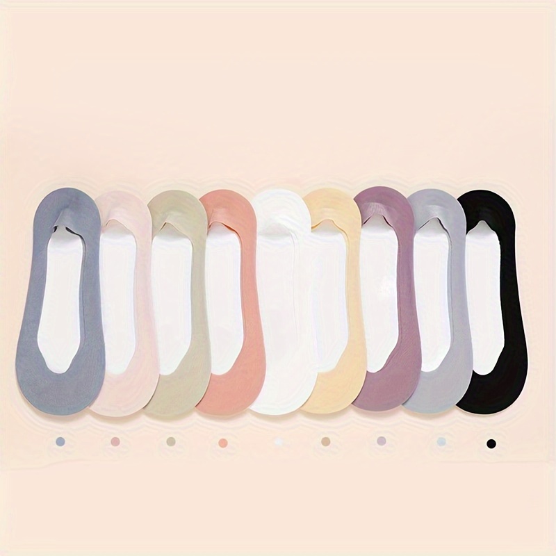 4/5/9/10 Pairs Women'S No-Show Toe Socks - Breathable Mesh, Non-Slip Sole, Lightweight Summer Socks with Heel Catch for High Heels, White & Black, Machine Washable, High Heel Socks, Comfortable Footwear, Minimalist Design, Durable Fabric