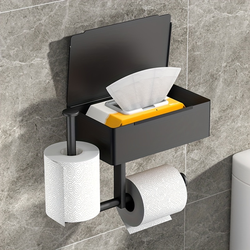 

1pc Toilet Roll Paper Holder, Bathroom Tissue Storage Rack, Wall Mounted Tissue Dispenser, Bathroom Tissue Box, Bathroom Accessories, Bathroom Storage And Organization
