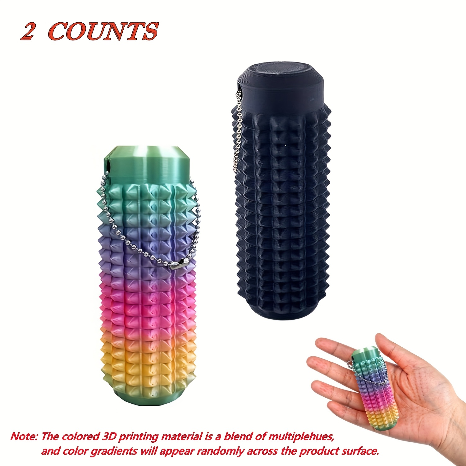 2-Pack Ouchies 3D Printed Sensory Fidget Toys - Relax & Focus Booster for Adults, Men & Women, Multi-Color Options, Durable Plastic Handheld Stress & Anxiety Gift for Office & Home Use, Anxiety, Playful Design, Textured Surface