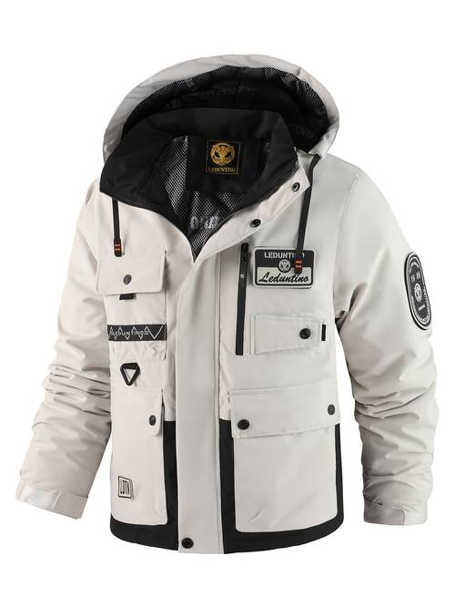 spring autumn new style mens lightweight hooded multi pocket workwear jacket with detachable hood and zipper hunting