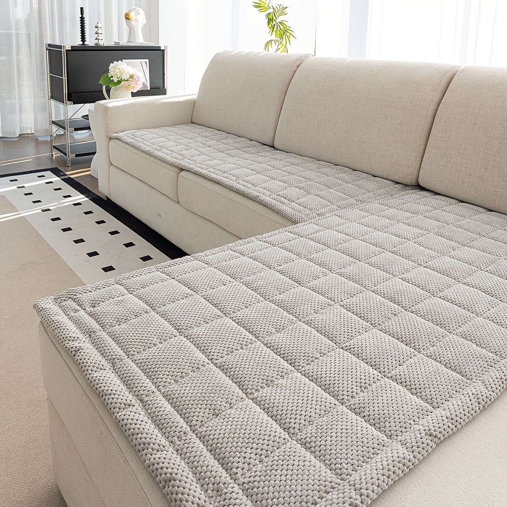 TEMU Jit2pcs Set Of Fashionable And Simple Grid Sofa Cushions - Grid Design, Suitable For Spring And Summer, Pet Friendly Sofa Protection Cover,