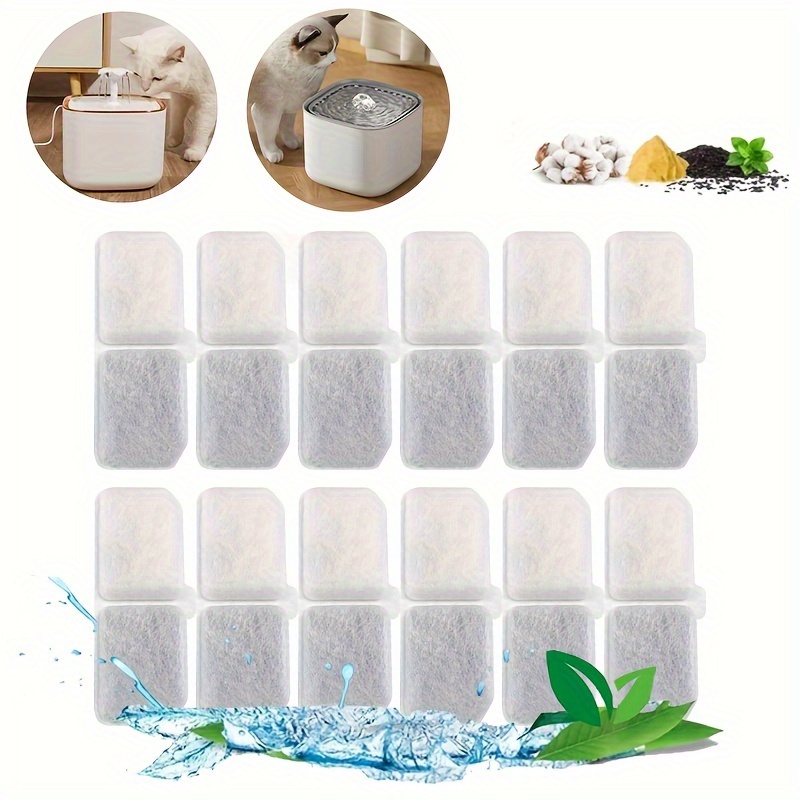 Katzen-Wasserbrunnen Filter & Schwämme - 4 Ersatzfilter + 4 Vorfilterschwämme Für 3 L Trinkbrunnen