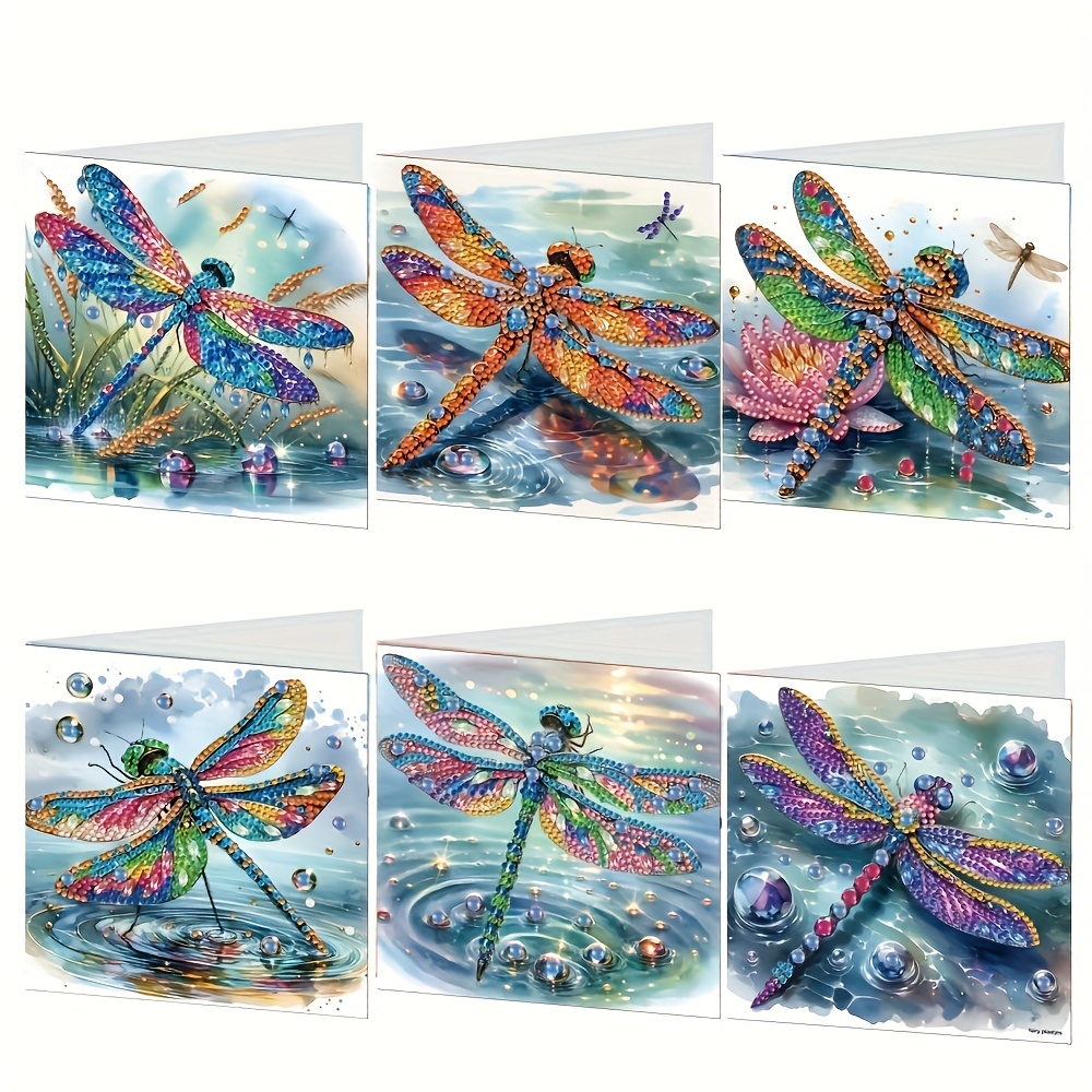 TEMU 6pcs Cartes de Vœux Peinture Diamant 5D DIY - Colorée, Adaptées pour Anniversaires, Noël et Fête des Mères - Cartes Postales en Art Mosaïque