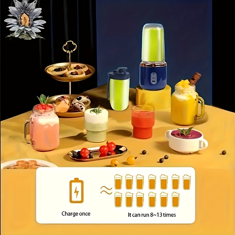 Exprimidor y batidora eléctrica portátil 2 en 1 mejorados de 6 hojas, exprimidor recargable por USB con 2 vasos, coctelera deportiva con tapa abatible para batidos, batidora portátil multifuncional inalámbrica, hace batidos, mezclador de frutas, fabricante de bebidas