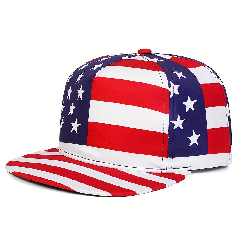 

Printing The American Flag Baseball Cap For Men Fashion Hip Hop Flat Hat Sun Visor Cap For Women