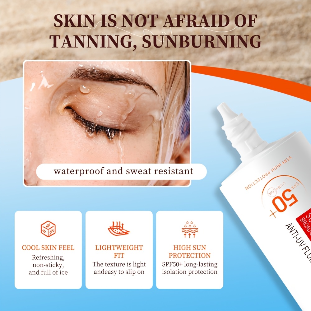 Sunscreen SPF50 with High Protection Factor, Waterproof And Non-Greasy, Shields Against Rays, Suitable for All Skin Types.