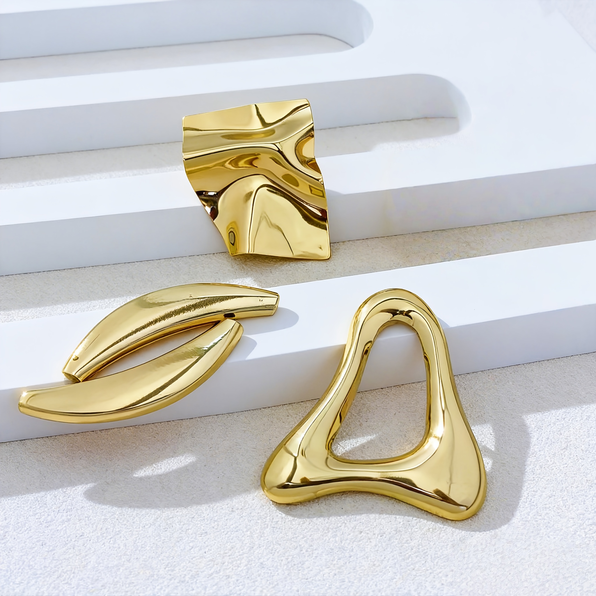 TEMU 3-delige set broches in vloeimetaalstijl, minimalistische westerse licht luxe stijl, abstracte en vorm, high-, geschikt voor bijpassende pakken,