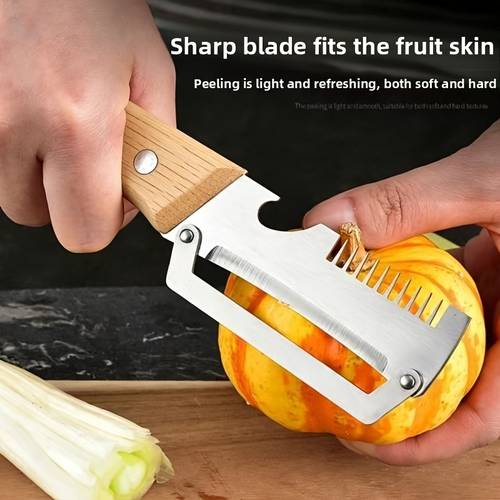 3 in 1 wooden handle slicer manual onion practical kitchen gadget for prep multifunctional peeler suitable for vegetables and fruits exquisite gift for 48 festive occasions