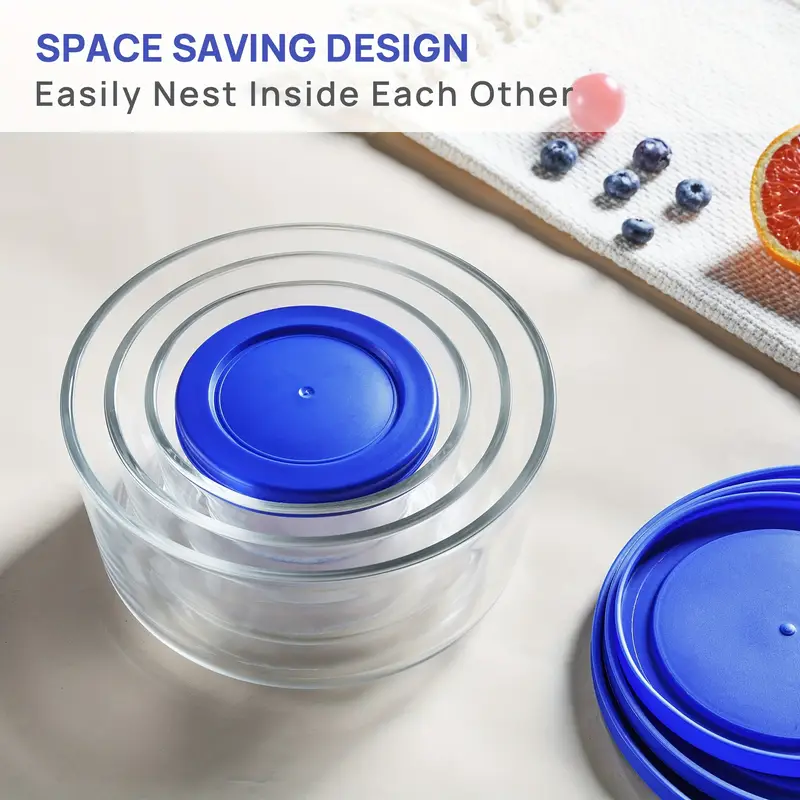 4 pack glass bowls with lids 1 2 4 bpa free borosilicate glass microwave dishwasher freezer safe airtight lids stackable meal prep containers for lunch food storage bowls for food sleek kitchenware microwavesafe bowls kitchen storage busy professionals Product details 2
