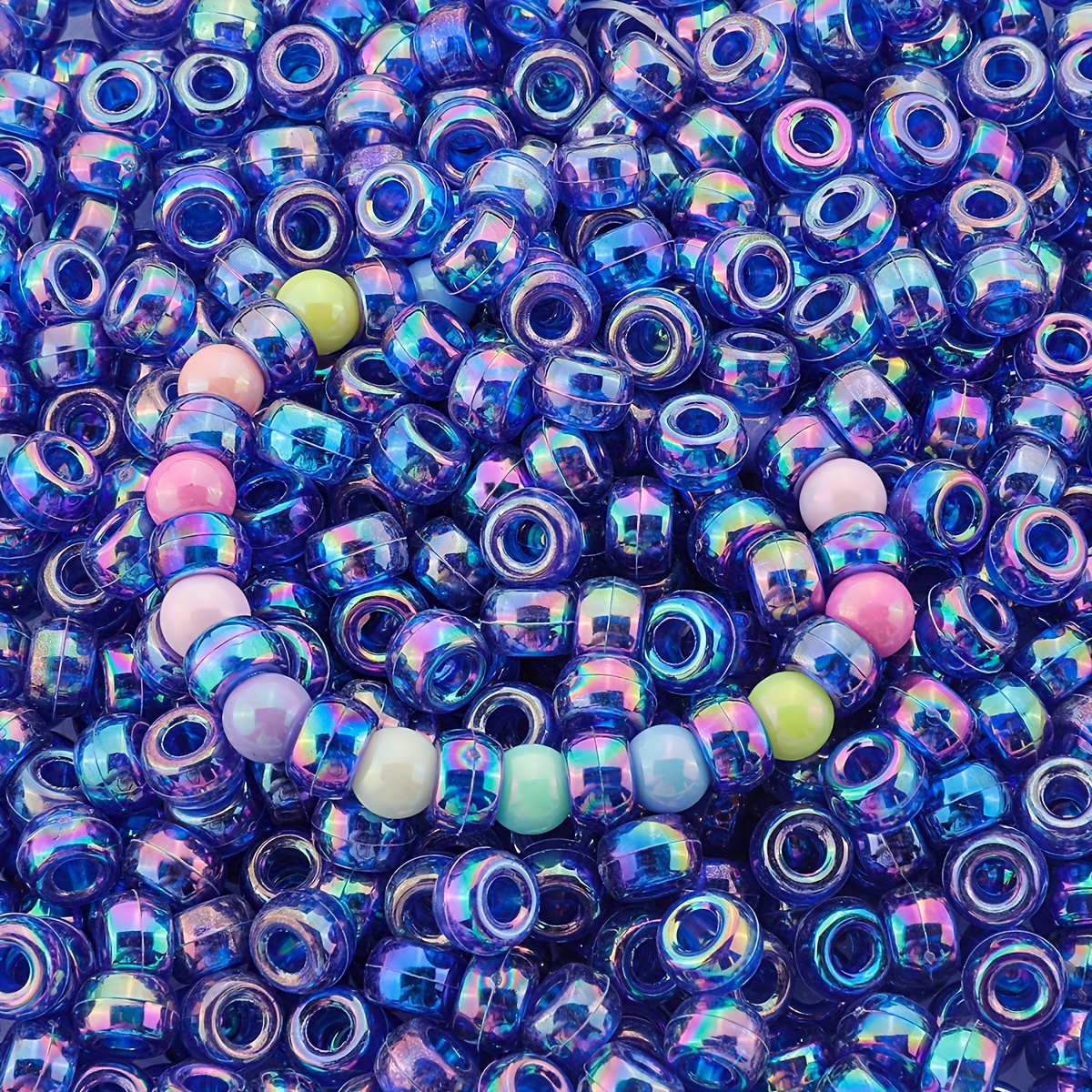 

100pcs Iridescent Ab Color Gradient Pony Beads - Plastic Spacer Beads In For , , Necklaces, Keychains & Hair Braids - Ideal Craft Supplies For , Beads For Jewelry Making